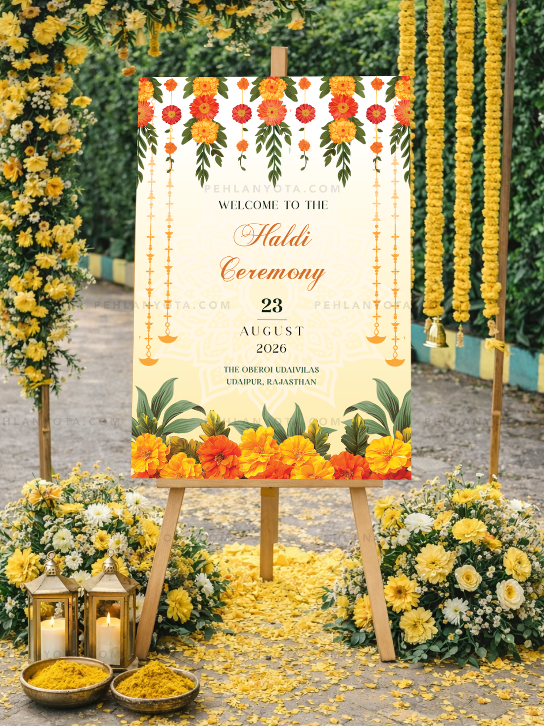 Welcome Board 001 | Wedding Welcome Board Event Sign for Haldi Ceremony