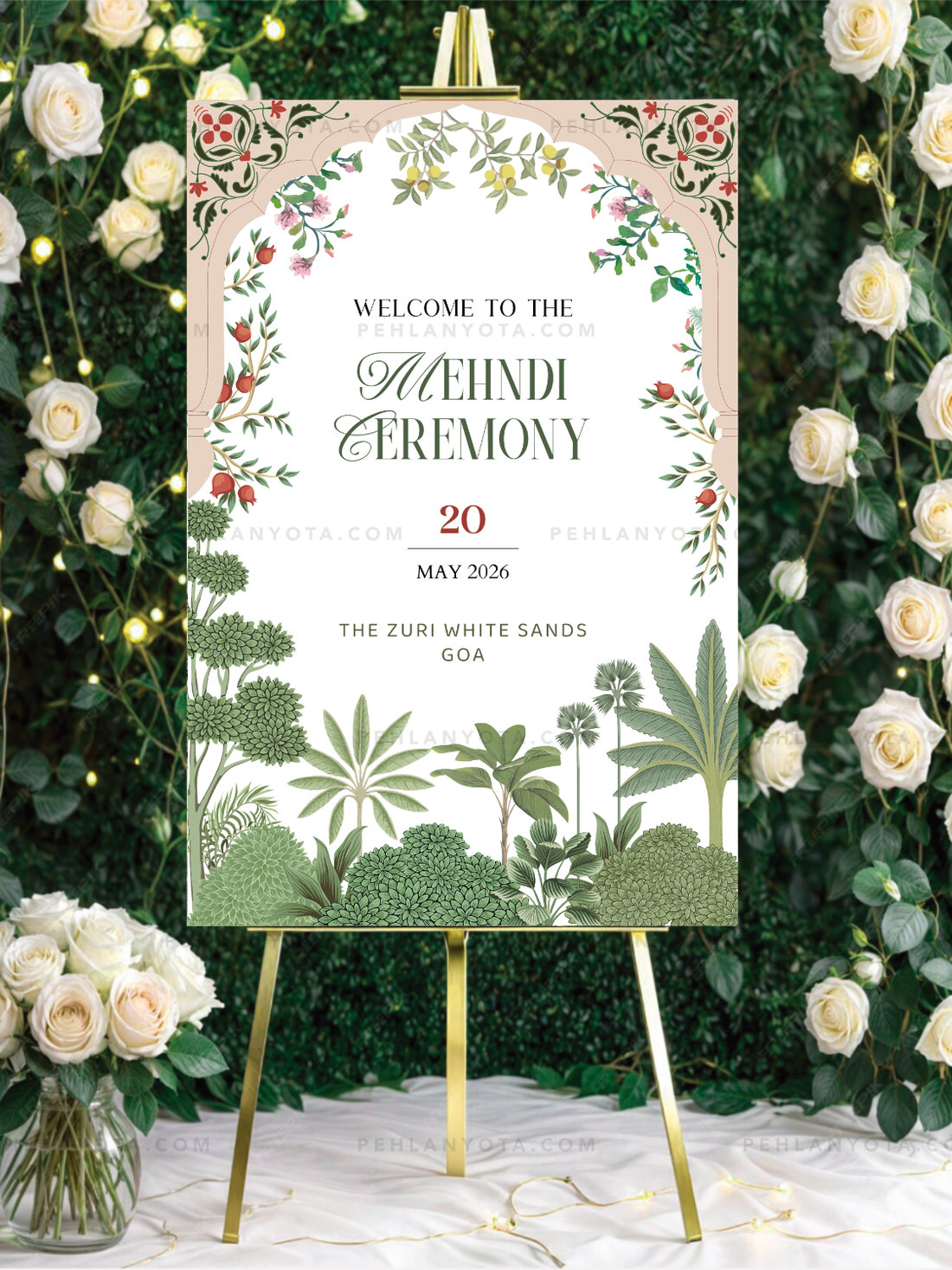 Welcome Board 008 | Wedding Welcome Board Event Sign for Mehndi, Wedding