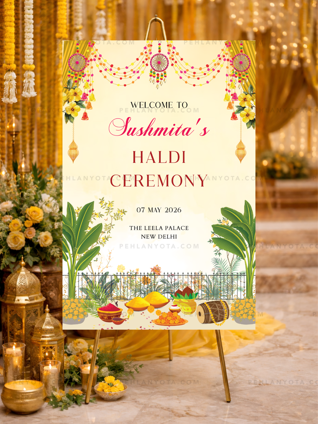 Welcome Board 010 | Wedding Welcome Board Event Sign for Haldi Ceremony