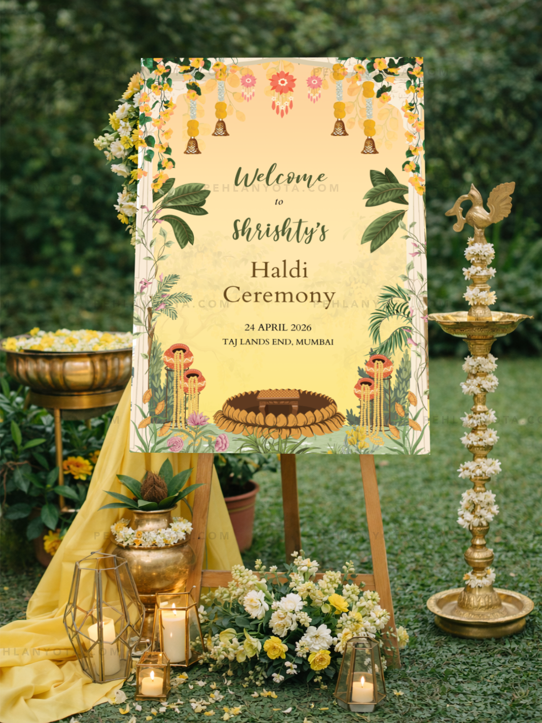 Welcome Board 013 | Wedding Welcome Board Event Sign for Haldi Ceremony