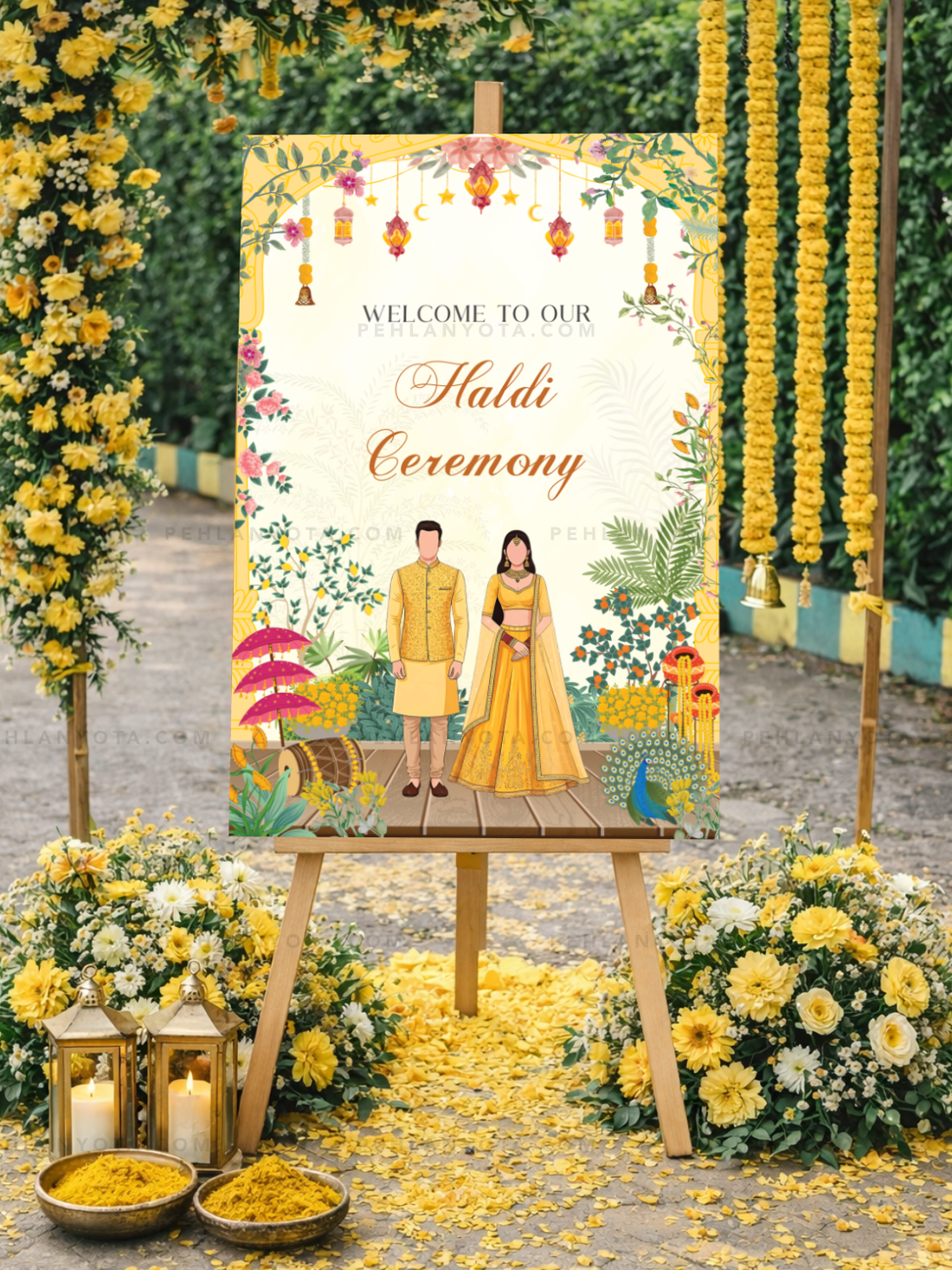 Welcome Board 014 | Wedding Welcome Board Event Sign for Haldi Ceremony