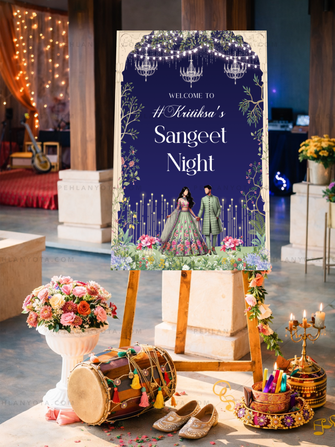 Welcome Board 018 | Wedding Welcome Board Event Sign for Engagement, Sangeet, Reception